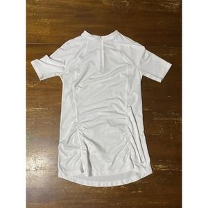 Athleta Pacifica Contoured Fitted Tee White 1/4 ZIP Short Sleeve UPF50 X-Small